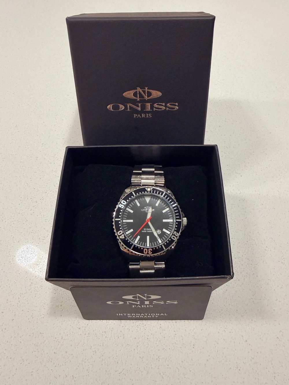 Oniss Paris Men's Stainless Steel Dive Watch - Black Dial